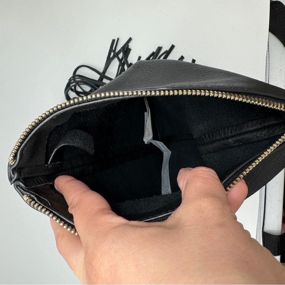 Chic Black Fringe Leather Wristlet - Picture 7 of 11